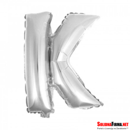 Balon foliowy Litera "K" - srebrny - 45cm