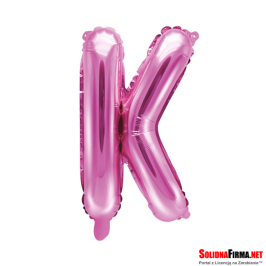 Balon foliowy Litera "K" - ciemnoróżowy - 35cm
