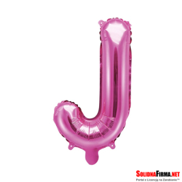 Balon foliowy Litera "J" - ciemnoróżowy - 35cm