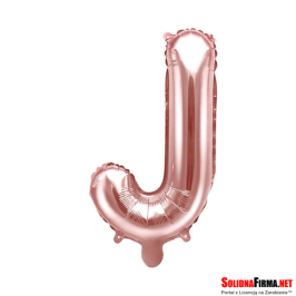 Balon foliowy Litera "J" - różowe-złoto - 35cm