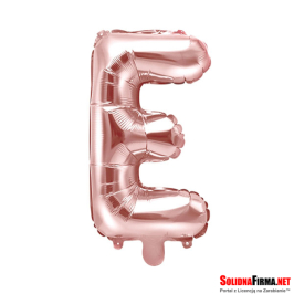 Balon foliowy Litera "E" - różowe-złoto - 35cm