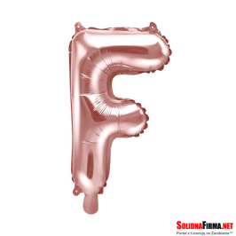 Balon foliowy Litera "F" - różowe-złoto - 35cm