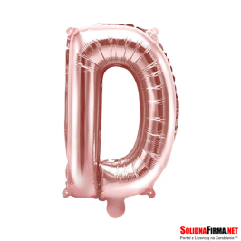 Balon foliowy Litera "D" - różowe-złoto - 35cm