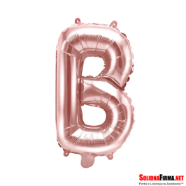Balon foliowy Litera "B" - różowe-złoto - 35cm