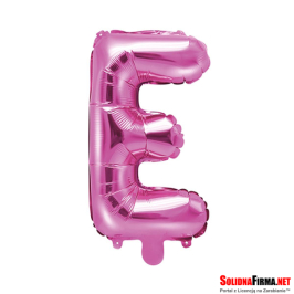 Balon foliowy Litera "E" - ciemnoróżowy - 35cm
