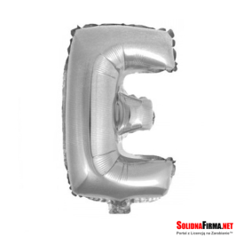 Balon foliowy Litera "E" - srebrny - 45cm