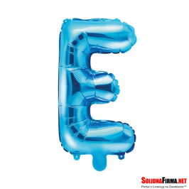 Balon foliowy Litera "E" - niebieski - 35cm