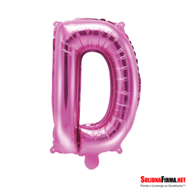 Balon foliowy Litera "D" - ciemnoróżowy - 35cm