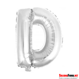Balon foliowy Litera "D" - srebrny - 45cm