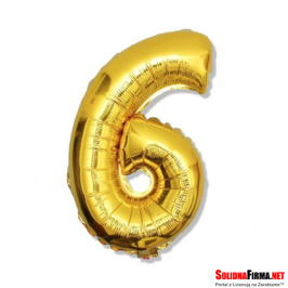 Balon foliowy Cyfra "6" - złoty - 45cm