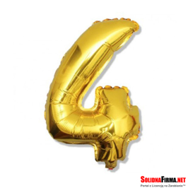Balon foliowy Cyfra "4" - złoty - 45cm