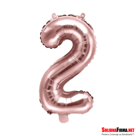 Balon foliowy Cyfra "2" - różowe-złoto - 35cm