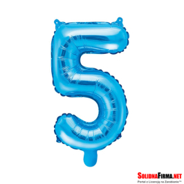 Balon foliowy Cyfra "5" - niebieski - 35cm