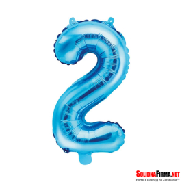 Balon foliowy Cyfra "2" - niebieski - 35cm