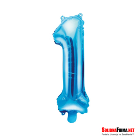 Balon foliowy Cyfra "1" - niebieski - 35cm