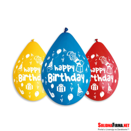 Balony Urodzinowe - "Happy Birthday" - 5 sztuk - 12" - wiszące