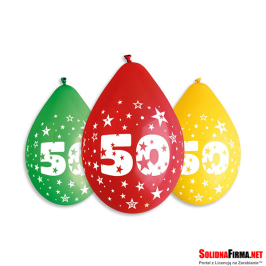 Balony Cyfra 50 Urodziny - 5 sztuk - 12" - wiszące
