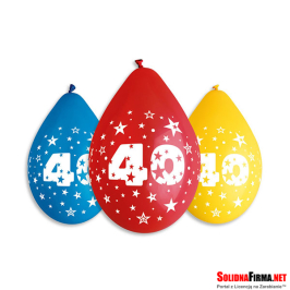 Balony Cyfra 40 Urodziny - 5 sztuk - 12" - wiszące