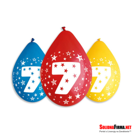 Balony Cyfra 7 Urodziny - 5sztuk - 12" - wiszące