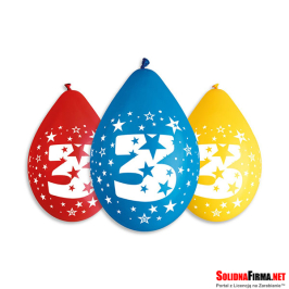 Balony Cyfra 3 Urodziny - 5sztuk - 12" - wiszące