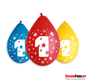 Balony Cyfra 1 Urodziny - 5sztuk - 12" - wiszące