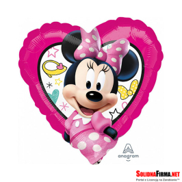 Balon Foliowy Serce Różowe 9 "- Myszka Minnie