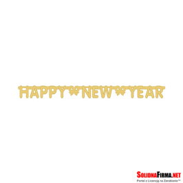 Girlanda brokatowa "Happy New Year", złota, 160x11 cm