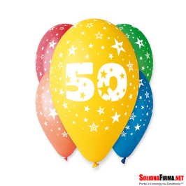 Balon 12" z nadrukiem "50"- 5 sztuk