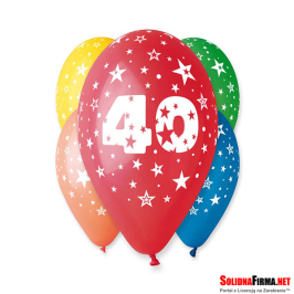 Balon 12" z nadrukiem "40"- 5 sztuk