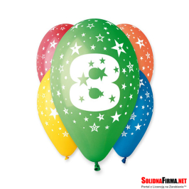 Balon 12" z nadrukiem "8"- 5 sztuk