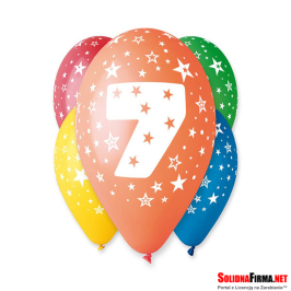 Balon 12" z nadrukiem "7"- 5 szt.