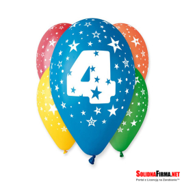Balon 12" z nadrukiem "4"- 5 szt.