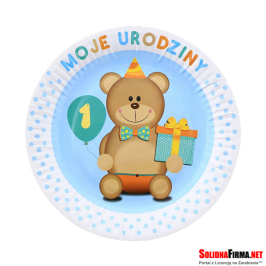 Talerzyki papierowe "Moje 1 Urodziny", niebieskie, 18 cm / 6 szt.