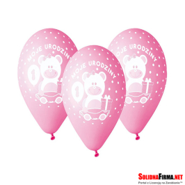 Balony Premium "Moje 1 Urodziny", nad. 1 kolor, dla dziewczynki