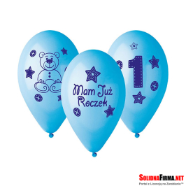 Balony Premium "Mam już Roczek" (niebieski), 12" / 5 szt.