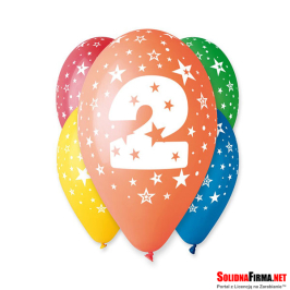 Balon 12" z nadrukiem "2"- 5 szt.