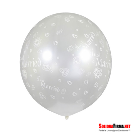 Balon KULA - z nadrukiem Just Married - 0.85m