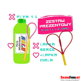 Bańkowy Zestaw Prezentowy - Płyn do baniek 1l + Łapka Mała + Łapka Serce