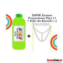 Bańkowy Zestaw Prezentowy - Płyn do baniek 1l + Kijki PODWÓJNE