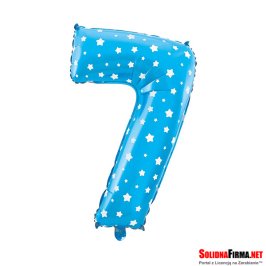 Balon foliowy Cyfra "7" - niebieski w gwiazdy - 45cm