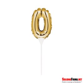 Balon foliowy samopompujący Cyfra "0" - złoty - 22,5cm