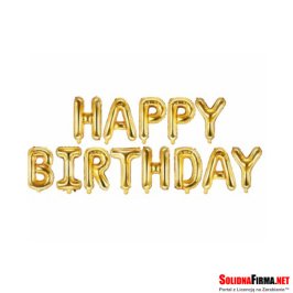 Balon foliowy Happy Birthday - złoty - 340cm x 80cm
