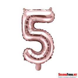 Balon foliowy Cyfra "5" - różowe-złoto - 86cm