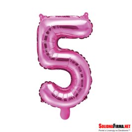 Balon foliowy Cyfra "5" - ciemnoróżowy - 86cm
