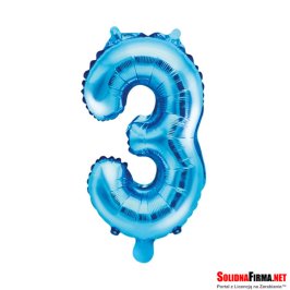 Balon foliowy Cyfra "3" - niebieski - 86cm