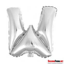 Balon foliowy Litera "W" - srebrny - 45cm