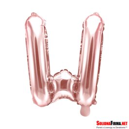 Balon foliowy Litera "W" - różowe-złoto - 35cm