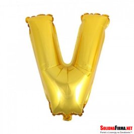 Balon foliowy Litera "V" - złoty - 45cm