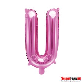 Balon foliowy Litera "U" - ciemnoróżowy - 35cm