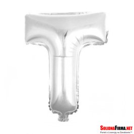 Balon foliowy Litera "T" - srebrny - 45cm